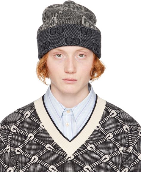 gucci grey beanie|gucci wolf beanie.